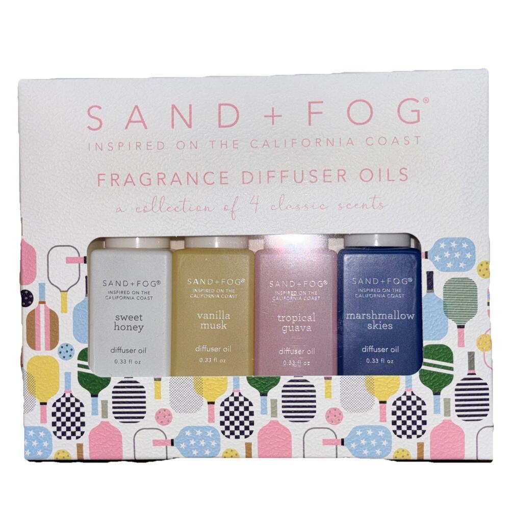 Sand + Fog Fragrance Diffuser Oil 4 Pk Guava Marshmallow Skies Honey Vanilla